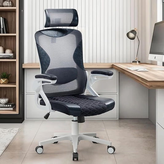 SEATZONE Ergonomic Office Chair,High Back Mesh Office Chair with Adjustable Headrest and Lumbar Support,Swivel Work Task Chair with Wheels,Black