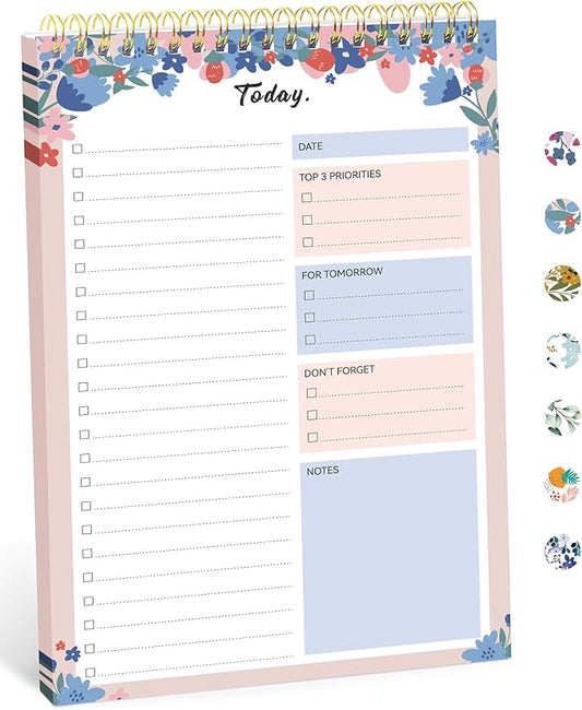 To Do List Pad - To Do List Notebook for Work with 52 Sheets, Undated Daily Planner Perfect for Daily Tasks and Goal Setting, To Do List Notepad Suitable for Office, Home and School - Spring Blossom