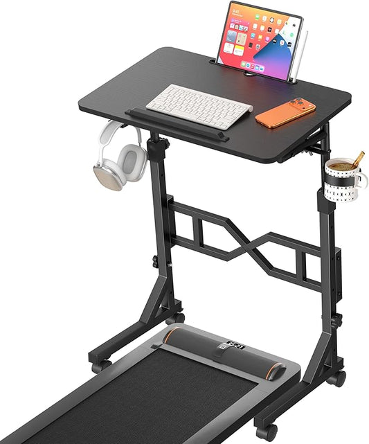 Treadmill Desk, 29.5-45.3 Inch Adjustable Height Small Standing Desk for Walking Pad, Portable Standing Table with a Cup Holder and a Hook for Home Office