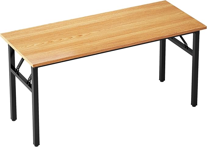 sogesfurniture Computer Desk Office Desk 54.3 inches Folding Table Laptop Desk Computer Table Workstation with BIFMA Certification No Assembly Required,Teak with Black Leg