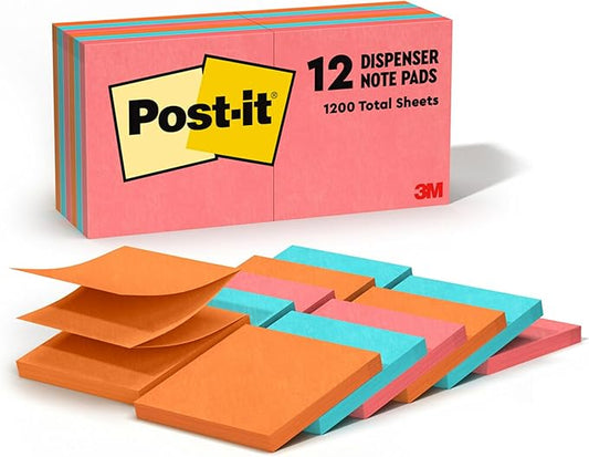 Post-it Pop-up Notes, 3x3 in, 12 Pads, America's #1 Favorite Sticky Notes, Poptimistic, Bright Colors, Clean Removal, Recyclable