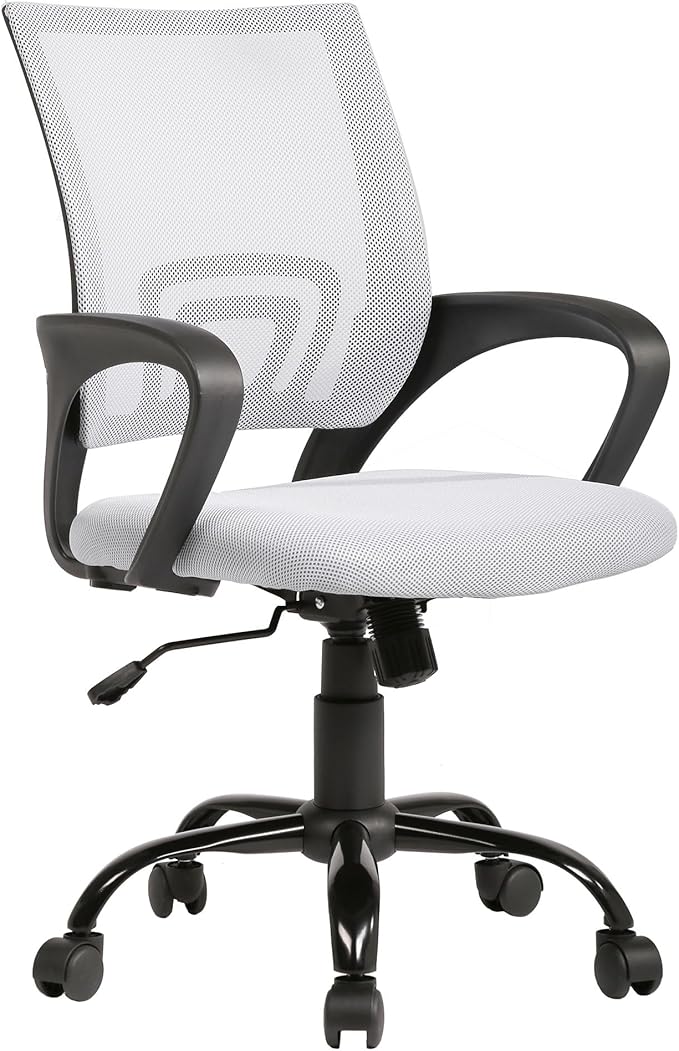 BestOffice Office Chair Ergonomic Desk Chair Mesh Computer Chair Lumbar Support Modern Executive Adjustable Stool Rolling Swivel Chair for Back Pain,White
