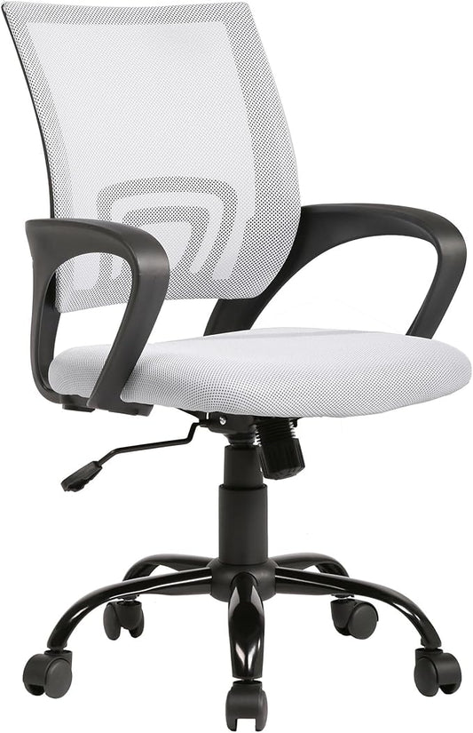 BestOffice Office Chair Ergonomic Desk Chair Mesh Computer Chair Lumbar Support Modern Executive Adjustable Stool Rolling Swivel Chair for Back Pain,White