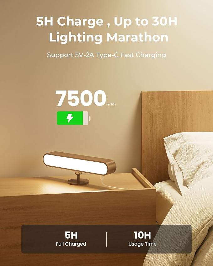 Rechargeable Walnut Wood Wall Sconces Set of Two LED Wall Lights for Bedroom,Touch and Remote Control,360° Rotate Magnetic Wall Light,3 Colors Dimmable Brightness Wall Lamps with 15 RGB Colors, 2 Pack