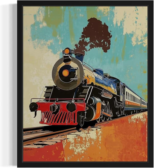 Train Pop Art Poster Print, Vintage Retro Wall Art Decor Paintings Classic Artwork for Bedroom Living Room Decorations. 43 (Train, 8 x 10 inches, Unframed)