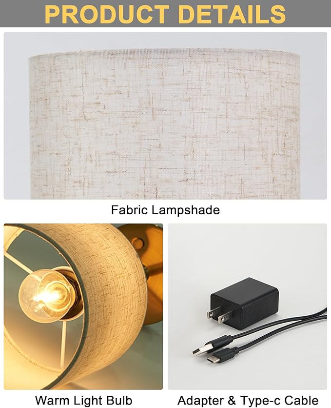 UMEXUS Cordless Table Lamp, Rechargeable Battery powered Light Patio, Dimmable Touch Small Accent Lamp with Linen Shade, Ambient Lighting for Home Nightstand Kitchen Counter Sofa Side End Dining Table