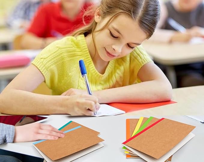 12 Pack Notebooks Bulk, Kraft Cover Lined Blank College Ruled Travel Journals with Rainbow Spines For Women Students Business, 60 Pages, 8.3”x 5.5”, A5, 12 Colors