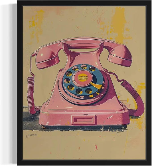 Retro Telephone Pop Art Poster Print, Vintage Retro Wall Art Decor Paintings Classic Artwork for Bedroom Living Room Decorations. 43 (11 x 14 inches, Unframed)
