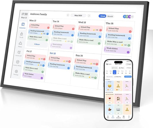 15.6 inch Digital Calendar, 2025 Smart Calendar for Home Organization, IPS FHDTouchscreen Interactive Display, Wall Planner Smart Family Schedules/Digital Picture Frames for Wall/Desk Mountable