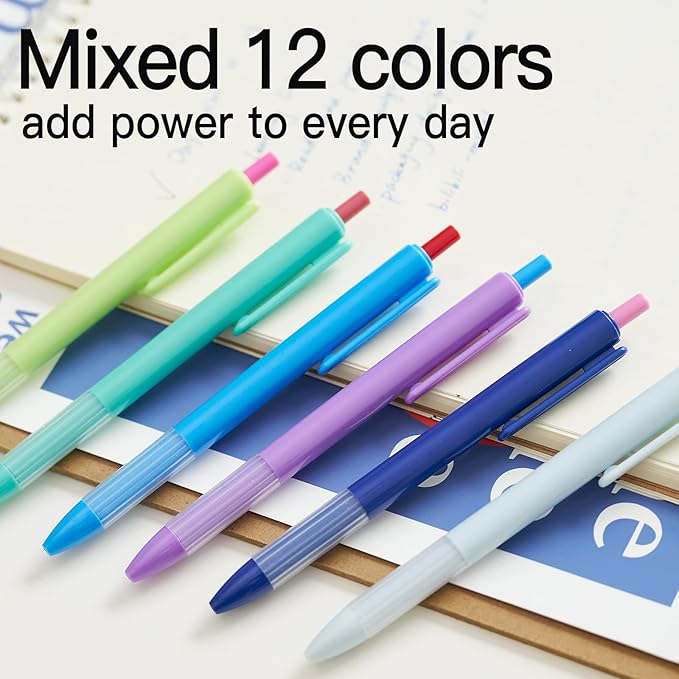 12pcs 1.0mm Blue Ink Pens, Smooth Writing Ballpoint & Semi Gel Pens, Soft Silicone Grip Gel Ink Pens, Office School Supplies, Desk Accessories, Personalized Gifts for Men, Dozen Box