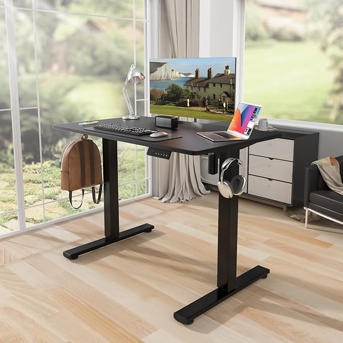 Kingant Standing Desk Height Adjustable Small Electric Stand Up Desks [35 x 20 Inch] - Ergonomic Sit Stand Desk Rising Desks for Home Office Computer Desk Stand Desk Workstation