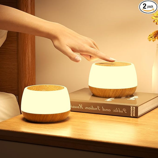 Night Light for Baby Nursery Set of 2, USB Rechargeable Bedside Lamp Stepless Dimmable, 3 Modes & 9 Colors Changing, Portable Touch Light for Adults with Timing & Memory