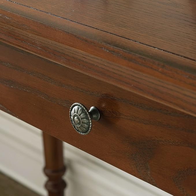 Farmhouse Oak Laptop Desk with Drop Front Keyboard Drawer, Solid Wood Writing Desk for Home Office, Mission Oak – Leick Home, 82410