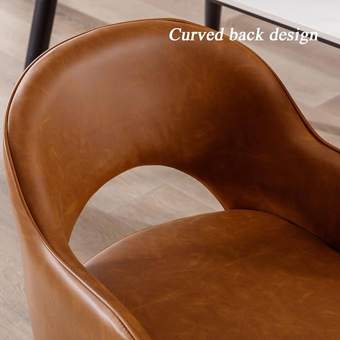 DUOMAY Swivel Dining Chair Set of 6 PU Leather Upholstered Side Chair Modern Accent Guest Chair Home Office Desk Chair for Dining Room Living Room Office, Brown