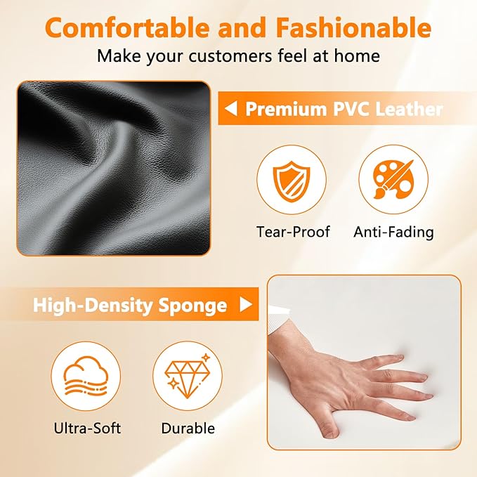 CLATINA Waiting Room Chairs No Wheels Set of 8, Stationary Leather Office Reception Guest Chair with Padded Arms and Sled Base for Elderly Desk Conference Room Lobby Table Side Salon