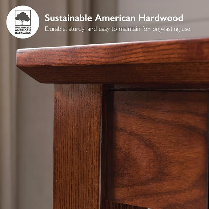 Leick Home 82400 Mission Writing Computer Desk with Drop Front Keyboard Drawer, for Home Office, Solid Wood, Mission Oak