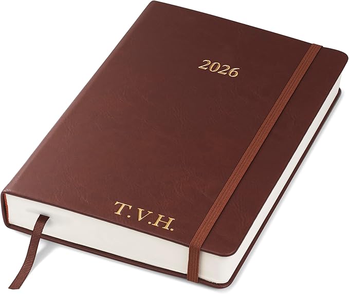 Wykeham's Executive 2026 Daily Journal Planner – US Public Holidays & Format – Customization Available (Personalized Conker, 8.5"×5.5")