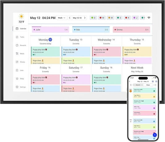 15.6 Inch Digital Calendar Wall Touchscreen&Chore Chart, 32GB Electronic Calendar+ Smart Family Planner, 1920*1080 HD Interactive Display For Your 2025 Daily Schedules, Wall and Desk Mountable