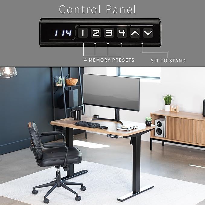 VIVO Electric 43 x 24 in Standing Desk, Memory Height Adjustment, 1B Series, One-Piece Reclaimed Wood Top, Black Frame, DESK-KIT-1B4P