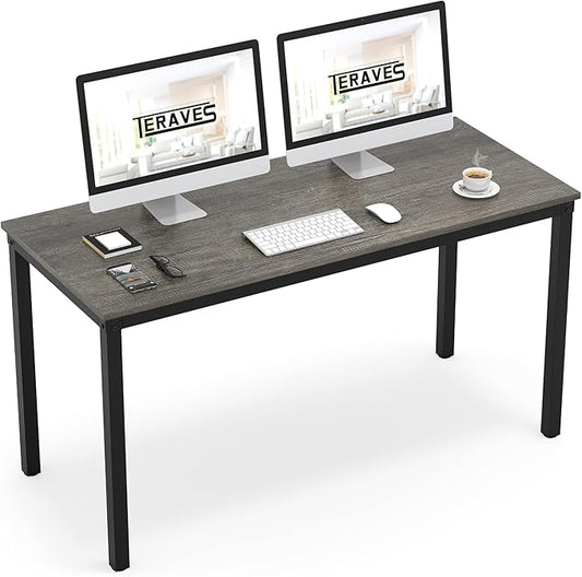 Teraves Computer Desk/Dining Table Office Desk Sturdy Writing Workstation for Home Office (47.24”, Black Oak)