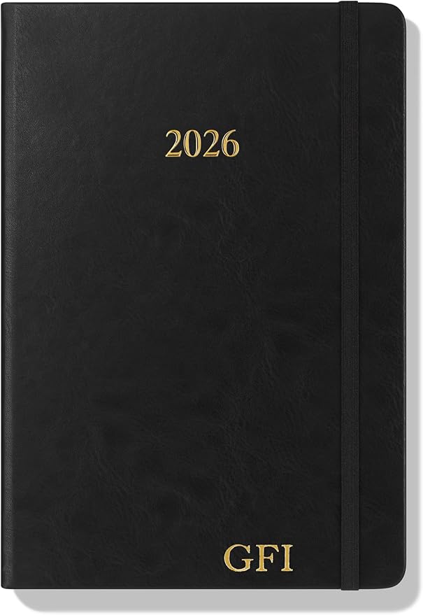Wykeham's Executive 2026 Daily Journal Planner – US Public Holidays & Format – Customization Available (Personalized Black, 8.5"×5.5")