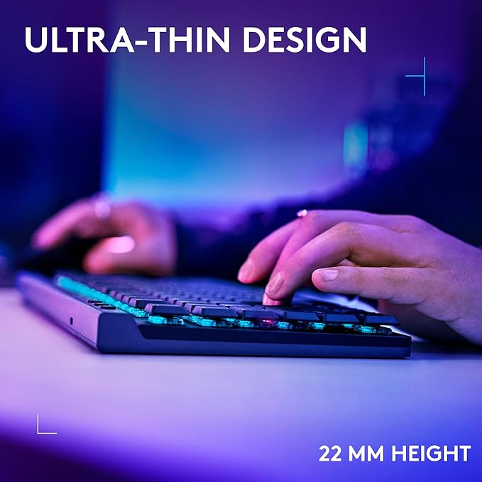Logitech G515 Lightspeed TKL Low Profile Wireless Gaming Keyboard, LIGHTSYNC RGB, Thin Tenkeyless Design, Double-Shot PBT Keycaps, Linear (Red) Mechanical Switches - Black