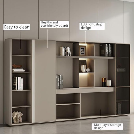 L Shaped Executive Desk, 110.2 inch Large Executive Computer Desk Set Drawers and Lockable, Power Socket and USB Port Storage, Without Display Racks and Bookshelves (Filing Cabinet)