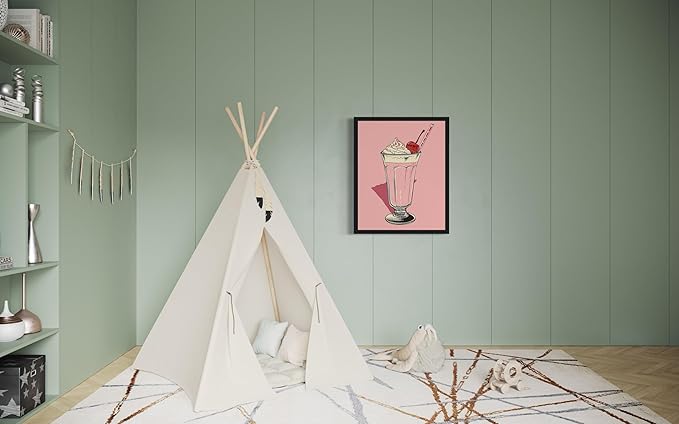 Milkshake Pop Art Poster Print, Vintage Retro Wall Art Decor Paintings Classic Artwork for Bedroom Living Room Decorations. 43 (Milkshake, 16 x 20 inches, Black Frame)