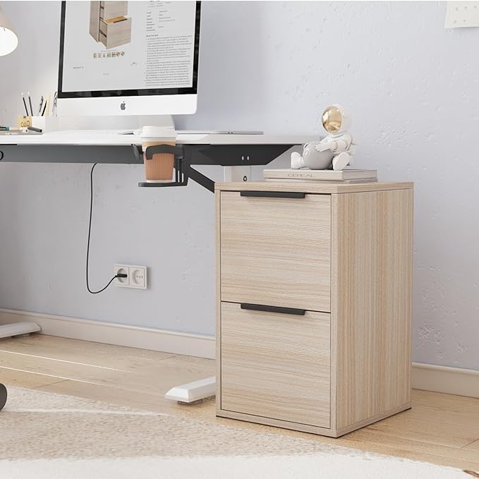 LUCYPAL 2 Drawer File Cabinet,Wood Filing Cabinet for Letter Size File Folders,Vertical Filing Cabinet with Hanging Bars for Home Office,Beige,15.75" D x 15.17" W x 24.01" H