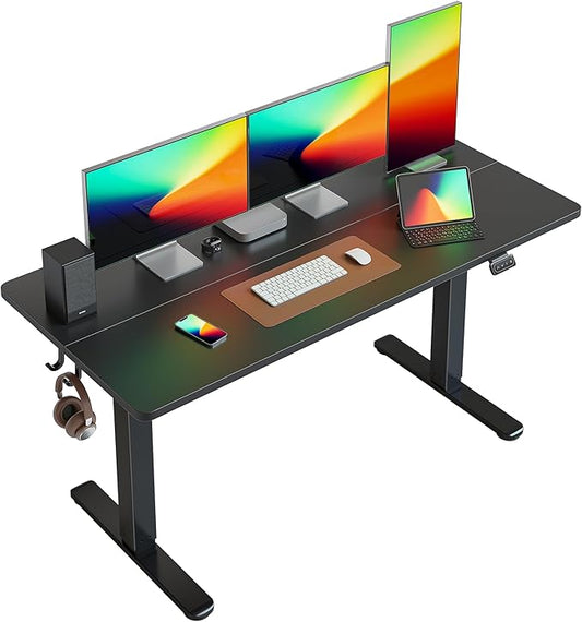 FEZIBO Electric Standing Desk Height Adjustable, 60 x 24 Inches Sit Stand up Desk, Home Office Computer Desk Rising Memory Presets (Black)
