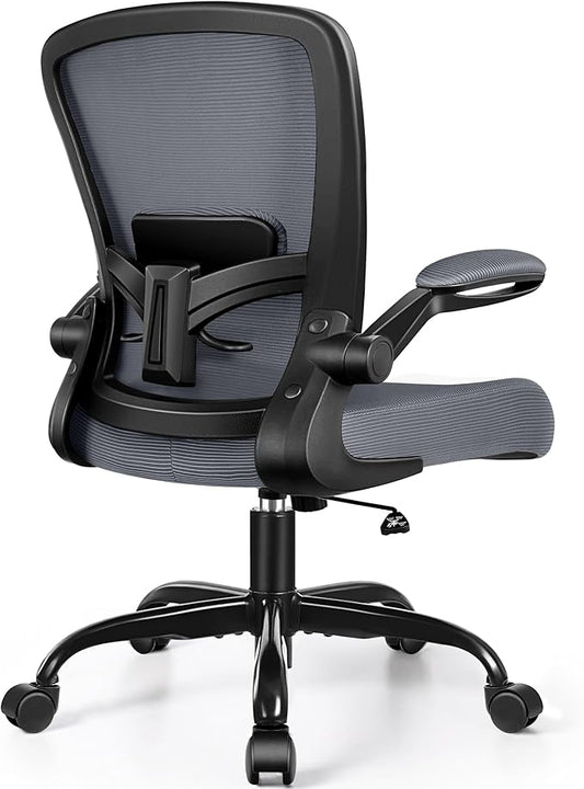 FelixKing Office Chair, Ergonomic Desk Chair Breathable Mesh Chairs Adjustable High Back Lumbar Support Flip-up Armrests, Executive Rolling Swivel Comfy Computer Chairs Home Office Dark Gray