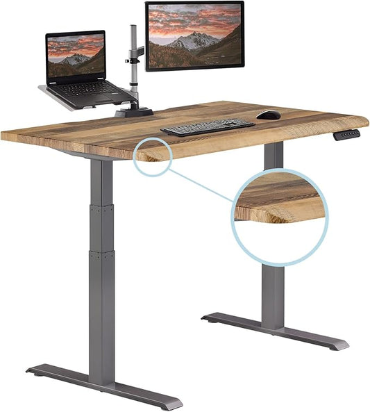 Vari ComfortEdge 48x30 Inch Electric Standing Desk – Height Adjustable Sit Stand VariDesk with Memory Presets, Sloped Edge, 220 LB Capacity + Tool-Free Assembly (Reclaimed Wood)
