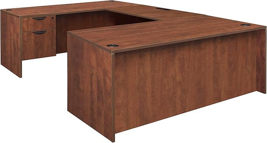 Regency U-Desk Legacy Double Pedestal, 47", Cherry
