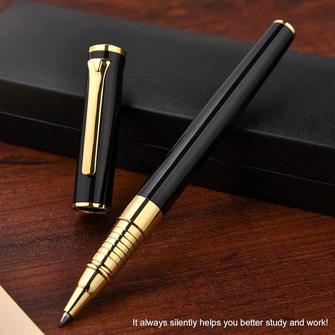 YIVONKA Luxury Ballpoint Pen Black Refill Line width 0.5mm,Best Office Pen Gift for Men & Women Professional Executive,Nice BallPens Classy Gift Box (Black)