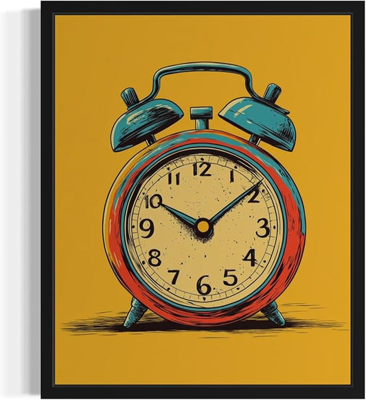 Pop Art Poster Print, Vintage Retro Wall Art Decor Paintings Classic Artwork for Bedroom Living Room Decorations. 43 (Alarm Clock, 11 x 14 inches, Unframed)