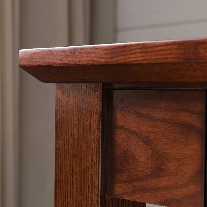 Leick Home 82400 Mission Writing Computer Desk with Drop Front Keyboard Drawer, for Home Office, Solid Wood, Mission Oak