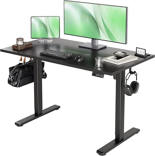 Seang Standing Desk with Adjustable Height, 48x24 Inch Electric Stand Up Desk for Home Office, Studio, Computer Workstation, Black Top