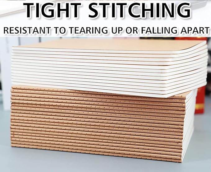 12 Pack A5 Blank Notebook Bulk Kraft Cover Travel Journals Composition Diary Subject Notebooks Planner 60 Pages, 8.3”x 5.5”