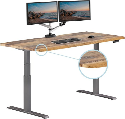 Vari ComfortEdge 72x30 Inch Electric Standing Desk – Height Adjustable Large Office Sit Stand VariDesk with Sloped Edge, Memory Presets, 180 LB Capacity + Tool-Free Assembly (Reclaimed Wood)