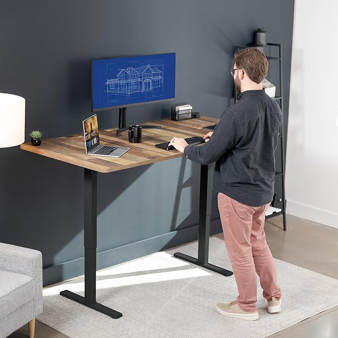 VIVO Electric 71 x 36 in Standing Desk, Memory Height Adjustment, 1B Series, Reclaimed Wood Top Black Frame, DESK-KIT-1B7P-36