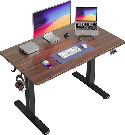 FEZIBO Electric Standing Desk Height Adjustable, 40 x 24 Inches Sit Stand up Desk, Home Office Computer Desk Rising Memory Presets (Dark Walnut)