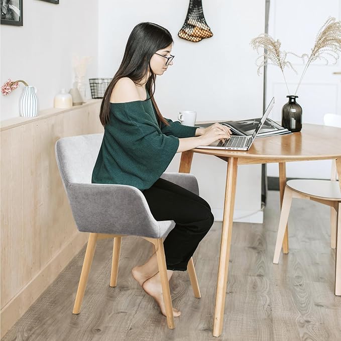 Mid Century Modern Dining Chairs Set of 6 & 4 & 2 Comfy Accent Chair Upholstered Kitchen Dining Living Room Chairs for Bedrooms Waiting Room Home Arm Desk Chair No Wheels (Gray, 6)