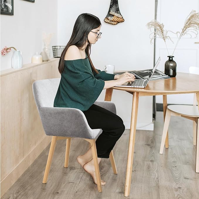 Mid Century Modern Dining Chairs Set of 4 & 2 & 6 Comfy Accent Chair Upholstered Kitchen Dining Living Room Chairs for Bedrooms Waiting Room Home Arm Desk Chair No Wheels (Gray, 4)