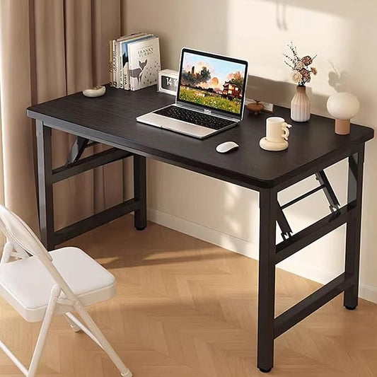 31.5 Inch Folding Table，Square Folding Desks for Small Space,Small Foldable Desk No Assembly,Black.