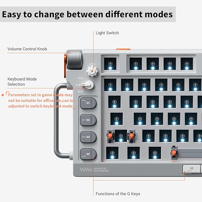 nuphy Field75 HE Rapid Trigger Wired Magnetic Keyboard,83 Keys,PBT Keycaps,Hot-Swap RGB Backlit Gaming Keyboard, 75% Layout Hall Effect Keyboard with Knob,8K Hz Polling Rate-Magnetic White Switch