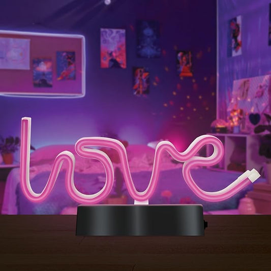Neon Love Desktop LED Light, 2AA Battery Powered, Gift for Kids & Adults, Festive Room Decor, Romantic Desk Lamp, Cute Light for Valentine’s Day