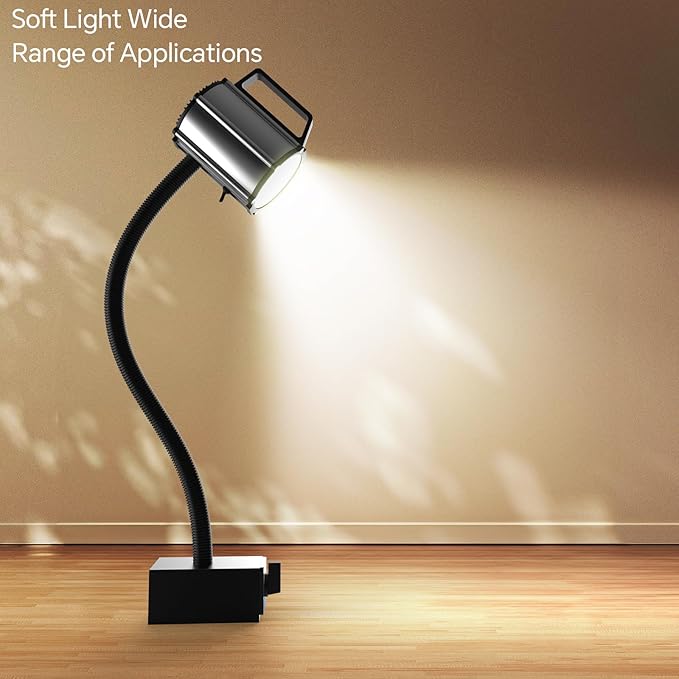 Super Strong Magnetic Base LED Work Light, 800 Lumens IP66 Waterproof Gooseneck Lamp for Machine Shop, Lathe, Drill Press Repair
