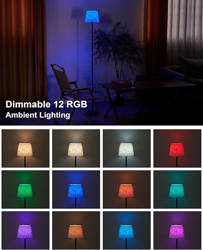 UMEXUS Cordless Rechargeable Floor Lamp for Bedroom, 57" Battery Operated Dimmable Floor Lamp, Small Corner Standing Light with Remote & Timer Portable Bedside Outdoor Patio Kids Room Ambient Lighting