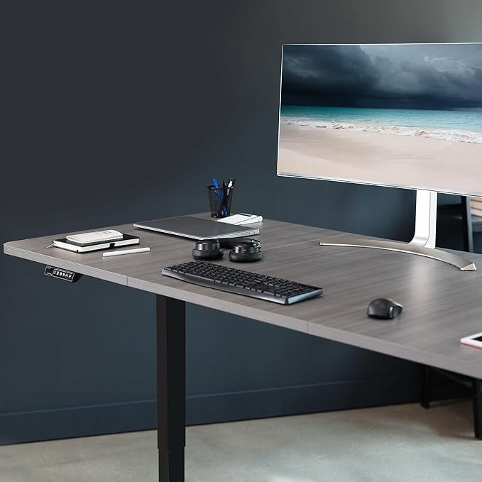 VIVO Electric 71 x 36 in Standing Desk, Memory Height Adjustment, 1B Series, Dark Gray Top Black Frame, DESK-KIT-1B7G-36