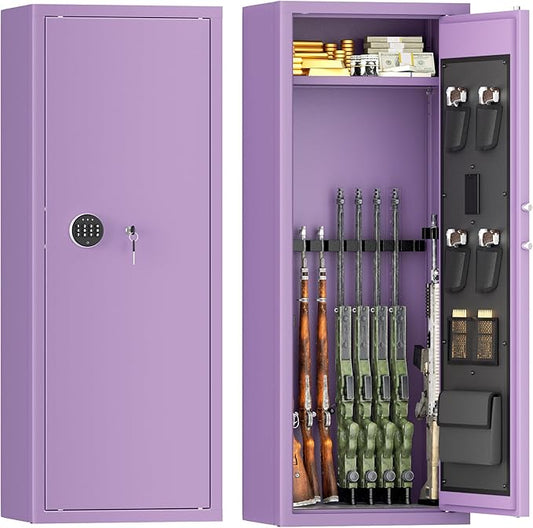 Greenvelly 12-14 Gun Safe for Rifles and Pistols,Gun Cabinet with Password Lock for Home,Office,Bedroom(Purple,Assembly Required)